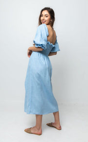 NESSA BABY BLUE MIDI DRESS - Fashionist