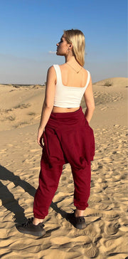 Oversized Stringed maroon joggers - Fashionist - Fashionist