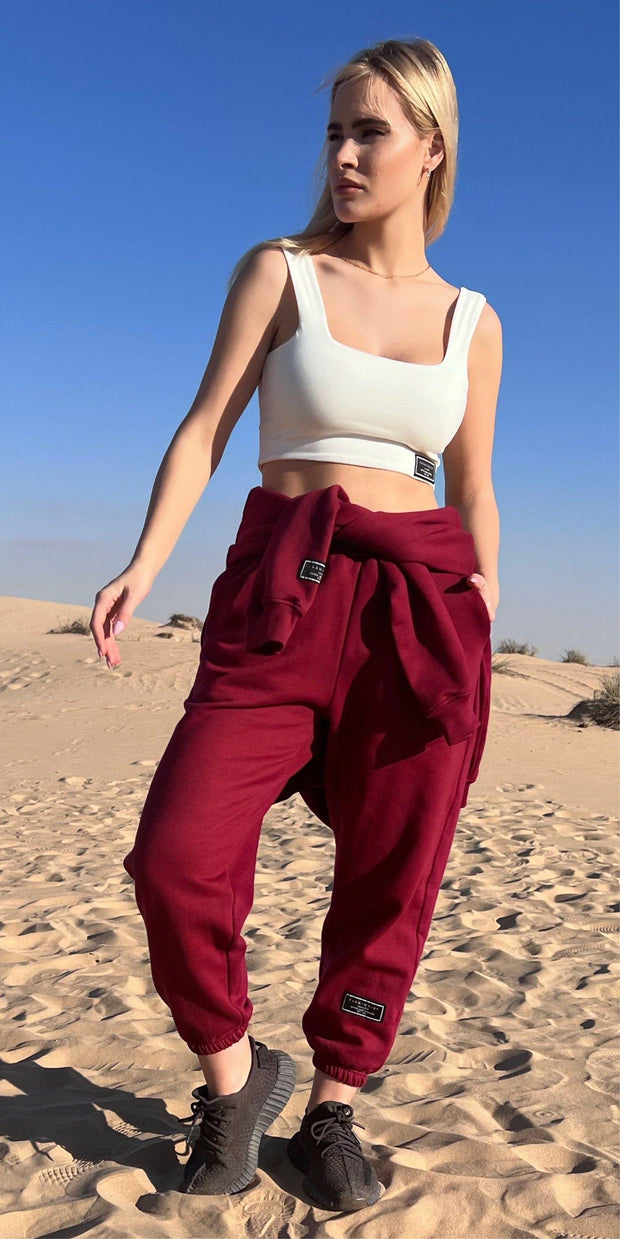 Oversized Stringed maroon joggers - Fashionist - Fashionist