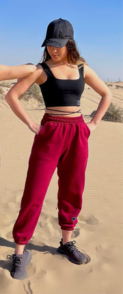 Oversized Stringed maroon joggers - Fashionist - Fashionist