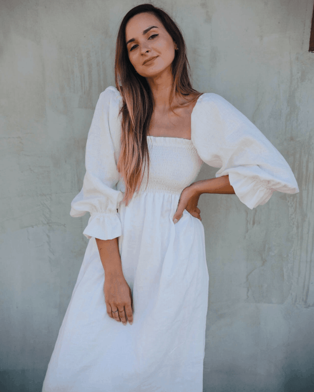 NESSA WHITE MIDI DRESS - Fashionist